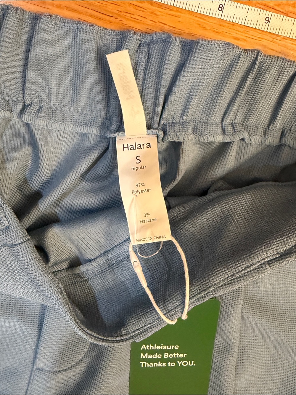 Halara Flex High Waisted Pocket Wide Leg Waffle Work Pants Light Blue Size S NWT - Picture 2 of 8